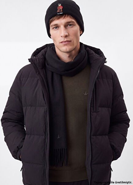Black Hooded Puff Coat
