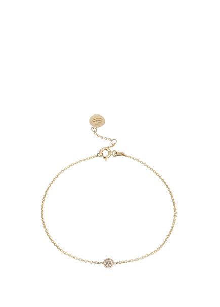 Round Diamond Stone 14K Gold Unisex Bracelet