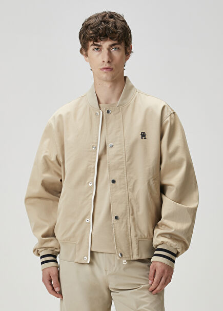 Khaki Double Sided Organic Cotton Bomber Coat