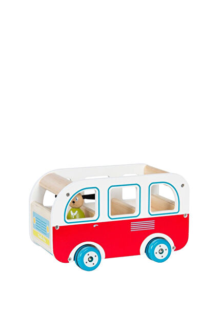 Ahşap Kırmızı Oyuncak Otobüs 