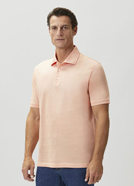 Turuncu Polo Yaka İpek T-shirt