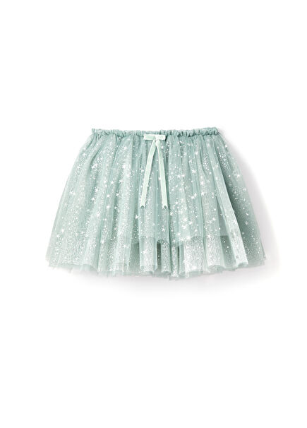 Minty Stardust Yeşil Pileli Kız Çocuk Etek