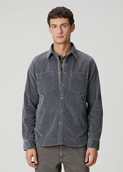 Relaxed Fit Kadife Gömlek