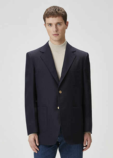 Navy Blue Wool Jacket