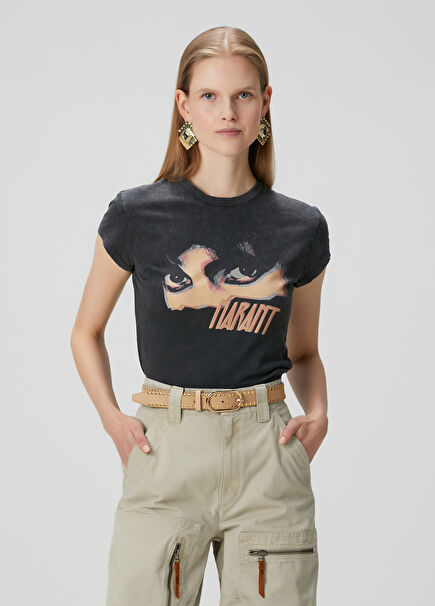 Eloane Siyah Grafik Baskılı T-shirt