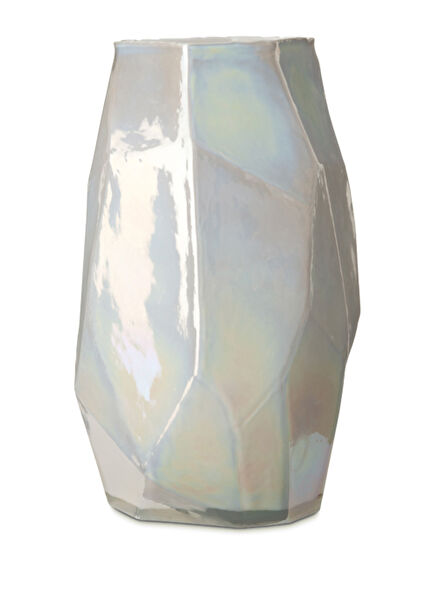 Graphic Luster L White Glass Vase
