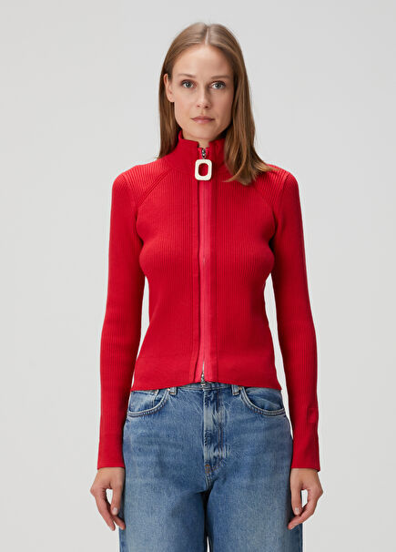 Kırmızı Ribli Hırka