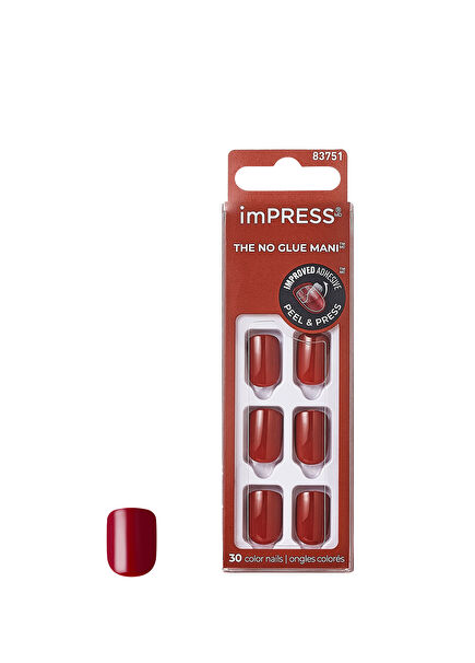 Color Burgundy Self-Adhesive Short Glossy Fake Nail