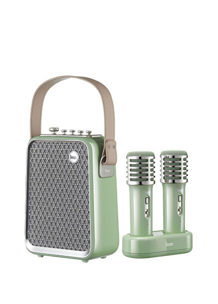 SongBird HQ Yeşil Çift Karaoke Mikrofonlu Bluetooth Hoparlör