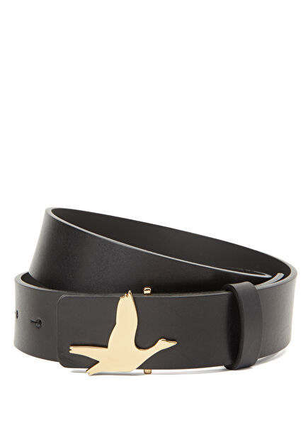 Women's Leather Belt With Black Goose Logo