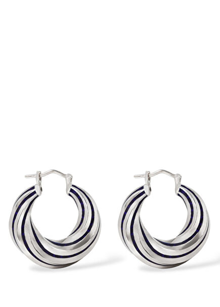 Lacivert Mineli Whirling Kadın Gümüş Küpe