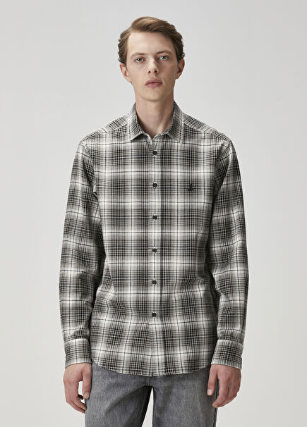 Comfort Fit Siyah Ekose Desenli Gömlek