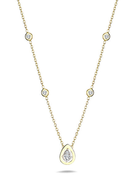 Focus Stone-Embellished Women's Gold Necklace