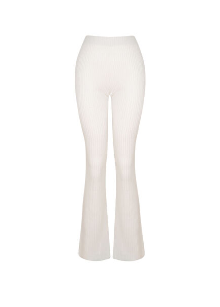 White Knit Flare Women's Trousers