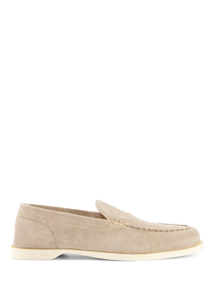 Beige Men's Leather Loafer