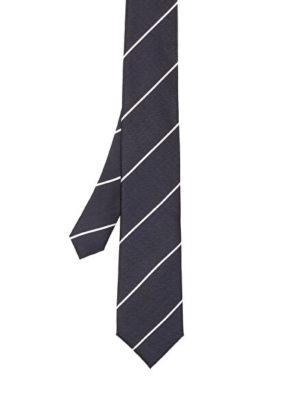 Navy Blue Pinstripe Silk Tie