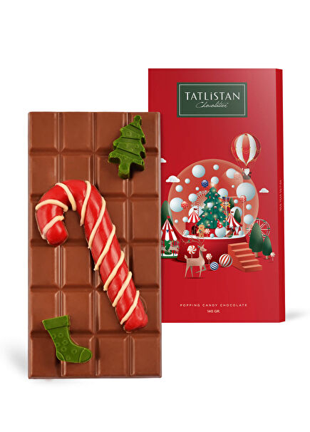 Kar Küresindeki Yılbaşı Eğlencesi Patlayan Şekerli Sütlü Tablet Çikolata