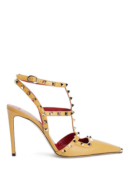 Rockstud Yellow Leather Stiletto