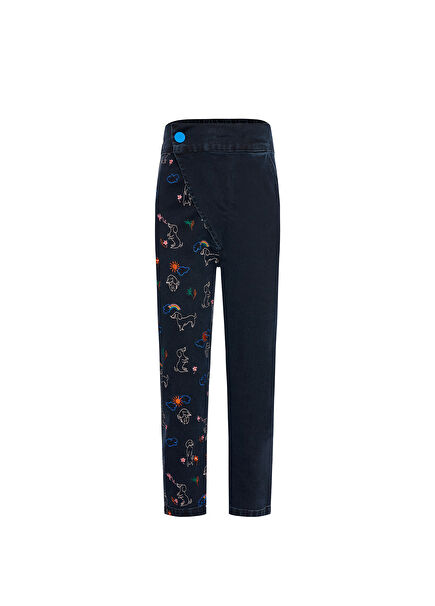 Embro Joyful Nakışlı Lacivert Unisex Çocuk Jean Pantolon