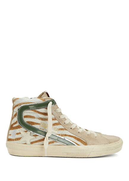 Slide Zebra Desenli Kadın Deri Sneaker