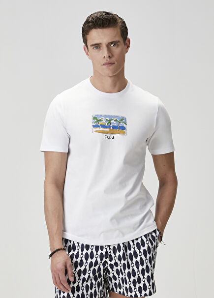 Beyaz Baskılı T-shirt