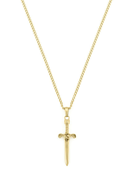 Altın Kaplama Kılıç Erkek Çelik Kolye