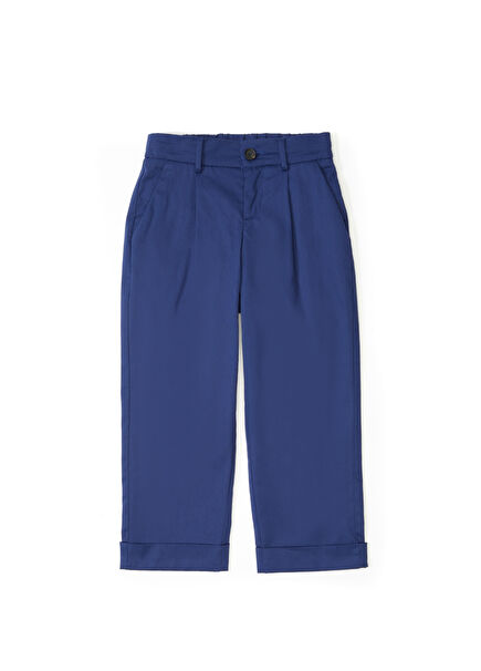 Navy Blue Pleated Boys' Trousers