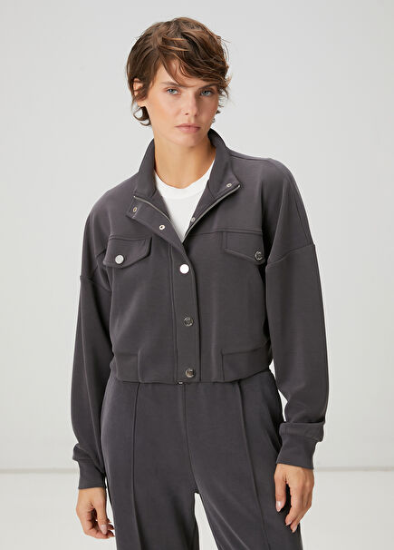Anthracite Jacket Shaped Sweatshirt