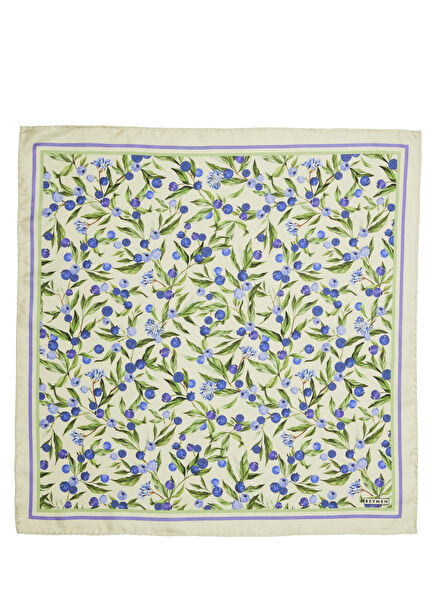 Light Yellow Blueberry Pattern Women's Silk Scarf