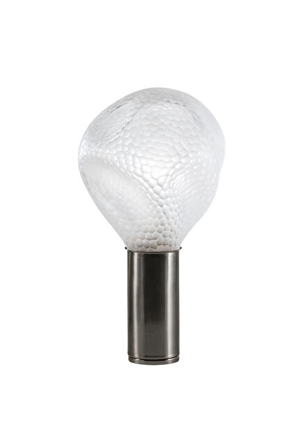 Shoku Cut Honeycomb Pattern Glass Chrome Table Lamp