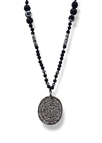 Akik Oniks Doğal Taş Erkek Kolye