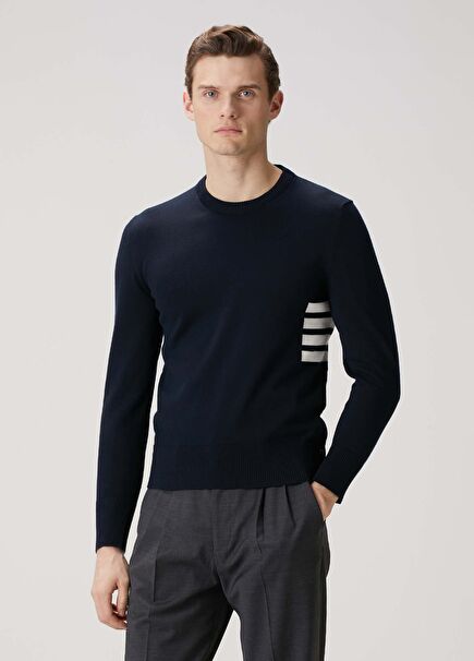 Navy Blue Logo Jacquard Sweater