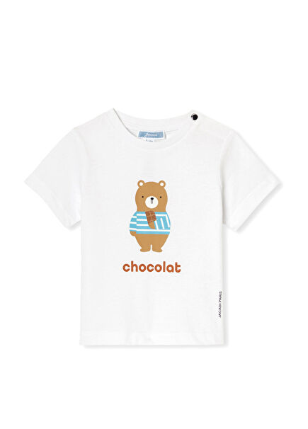 Beyaz Ayı Baskılı Kısa Kollıu Erkek Bebek T-Shirt