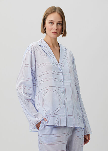 Mavi Monogram Pijama Gömlek