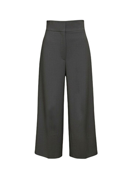 Gri Ultra Yüksek Bel Kadın Culotte Pantolon 