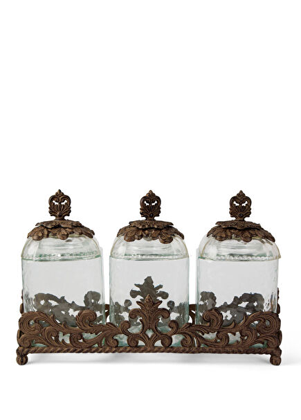 Provencial 3'lü Kapaklı Cam Kavanoz