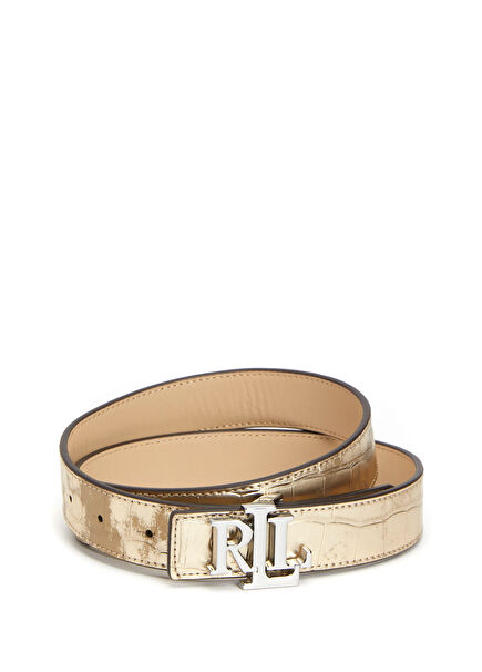 Gold Tumbled Textured Women's Leather Belt