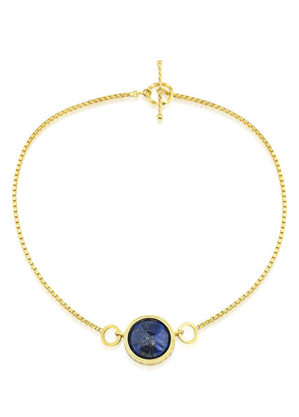 Horus Lapis Taşlı 925 Ayar Gümüş Üzeri 14 Ayar Altın Kaplama Kadın Kolye