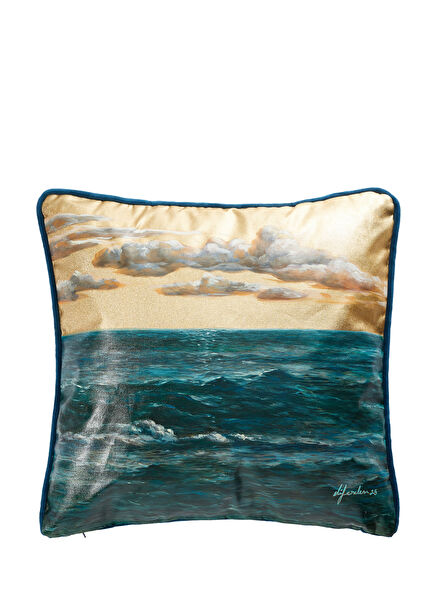 Sea Yağlı Boya 45x45 cm Dekoratif Yastık