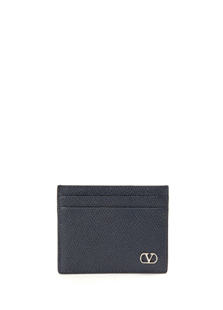 Navy Blue Men's Leather Card Holder