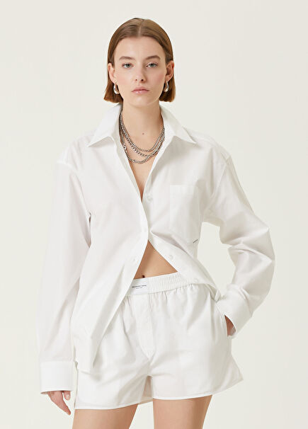 Beyaz Boyfriend Poplin Gömlek