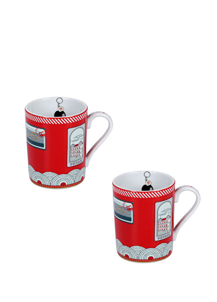 Splendid Palas 2-Piece Red Porcelain Mug