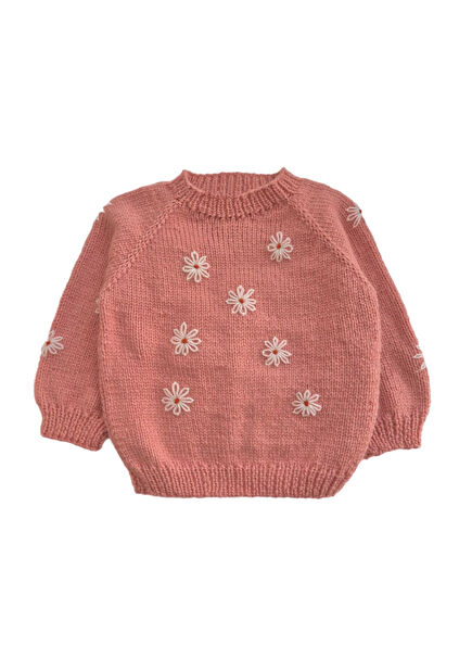 Daisy Pink Wool Girls' Sweater