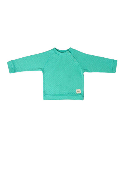 Mint Yeşili Kapitone Çıtçıtlı Unisex Bebek Sweatshirt