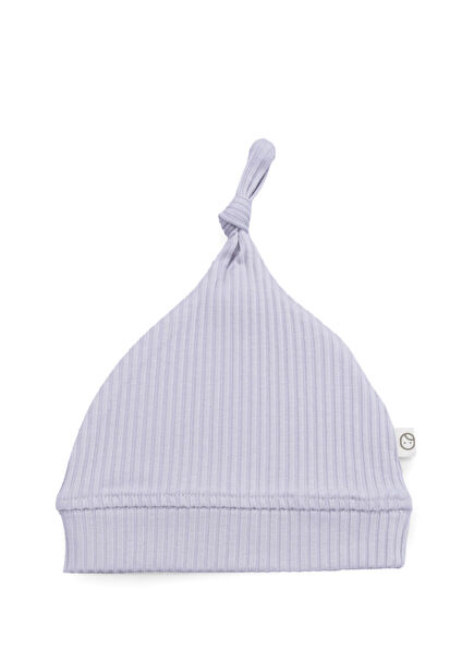 Lila Organik Pamuk Düğümlü Kaşkorse Modal Yenidoğan Şapka