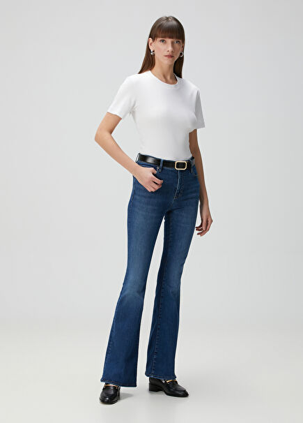 Le High Flare Dark Blue Jeans