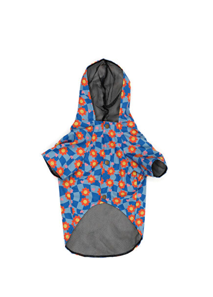 Happy Flower Renkli Kapüşonlu Küçük Irk Köpek Yağmurluk 