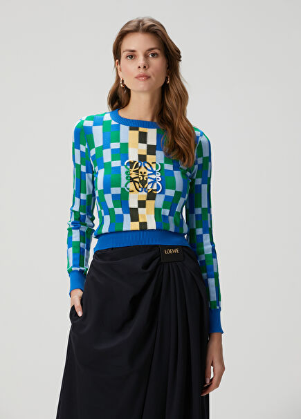 Blue Green Patterned Sweater