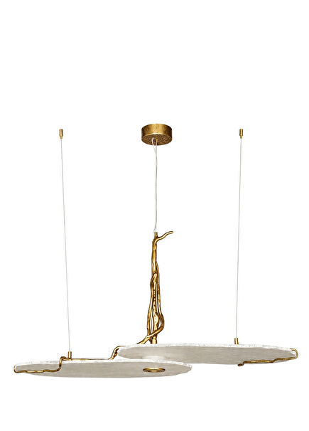 Albatre Tumbled White Brass Marble Rectangle Pendant Chandelier