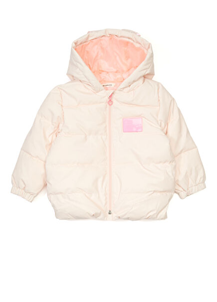 Pembe Kapüşonlu Kız Çocuk Puff Mont